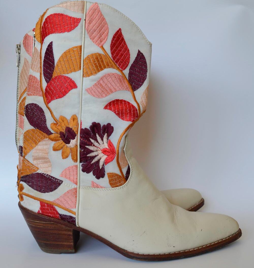 Momo New York x Anthropologie Embroidered Floral Cowboy Boots